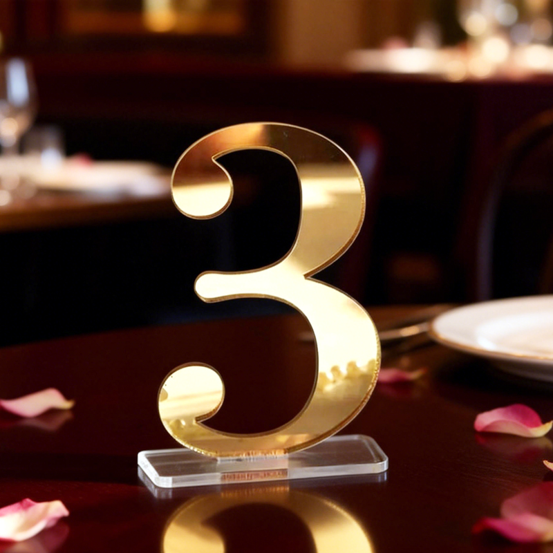 Table Number Gold - Nummers voor trouwtafels met houder, acryl