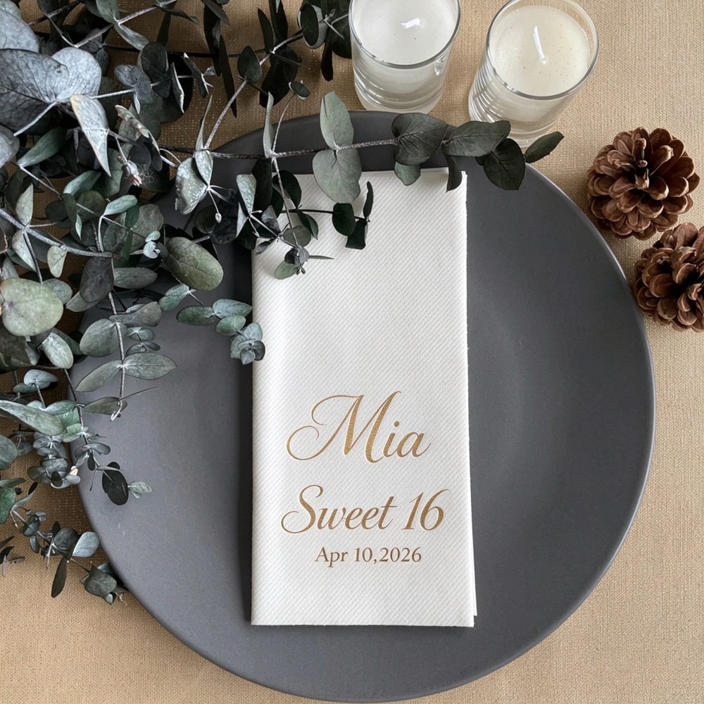 Table Number Gold - 100 stuks, gepersonaliseerde servetten met naam
